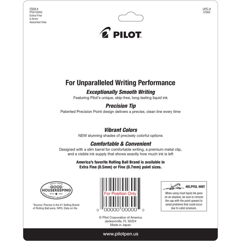 Pilot Precise V5 Capped Liquid Ink Rollerball Pens, Extra Fine Point Ink Pens 0.5 mm, Colored, Assorted Colors, Pack of 10 - Ideal for School, Journaling, & Office Writing - Image 5